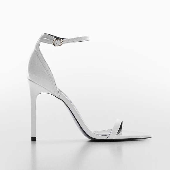 Mango White Patent Ankle-Cuff Strap Stiletto Heels Sandals. US 7.5 EU 38. Used. - Picture 13 of 16